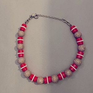 J. Crew Orbit Necklace large pave Statement orange